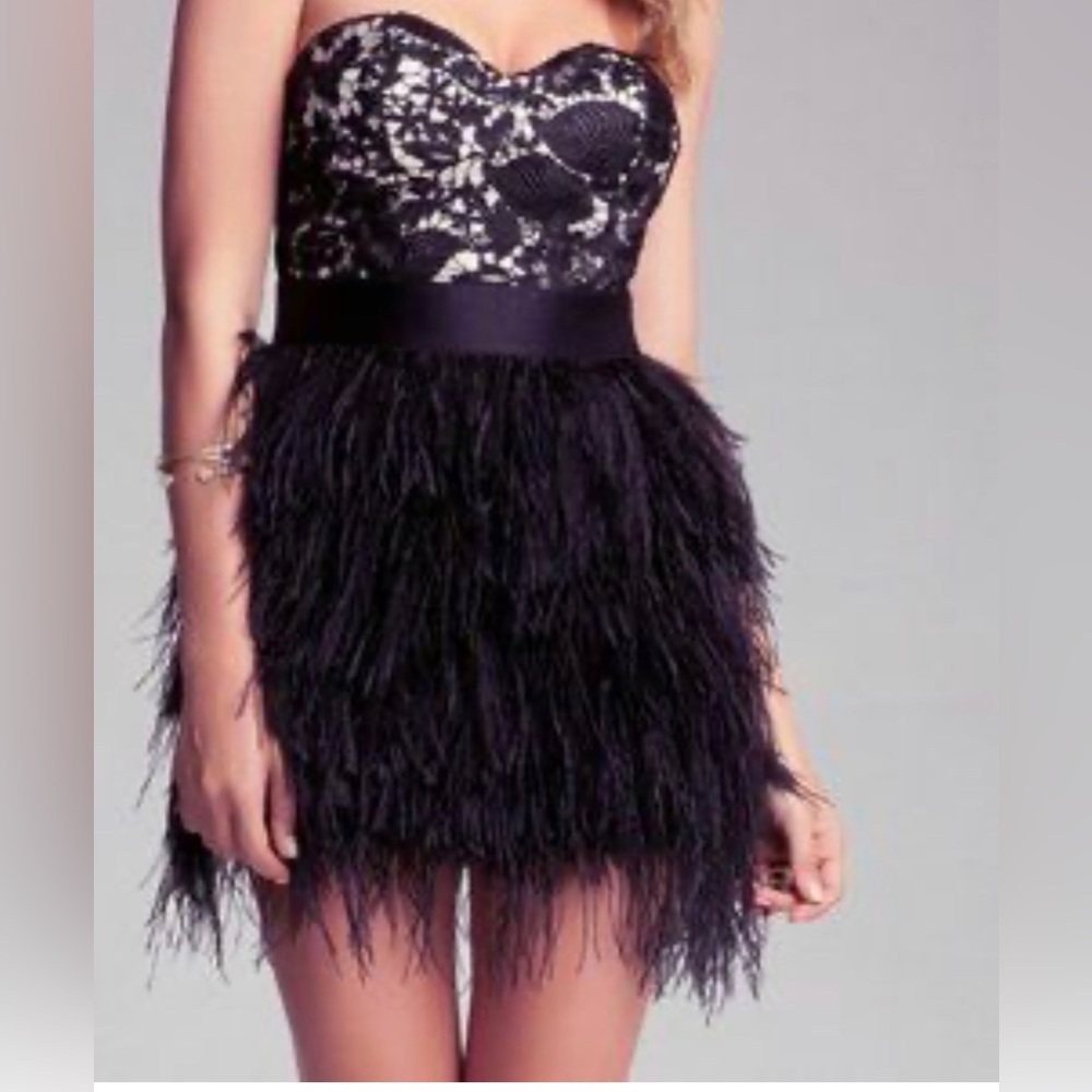 Bebe XXS black feather dress
